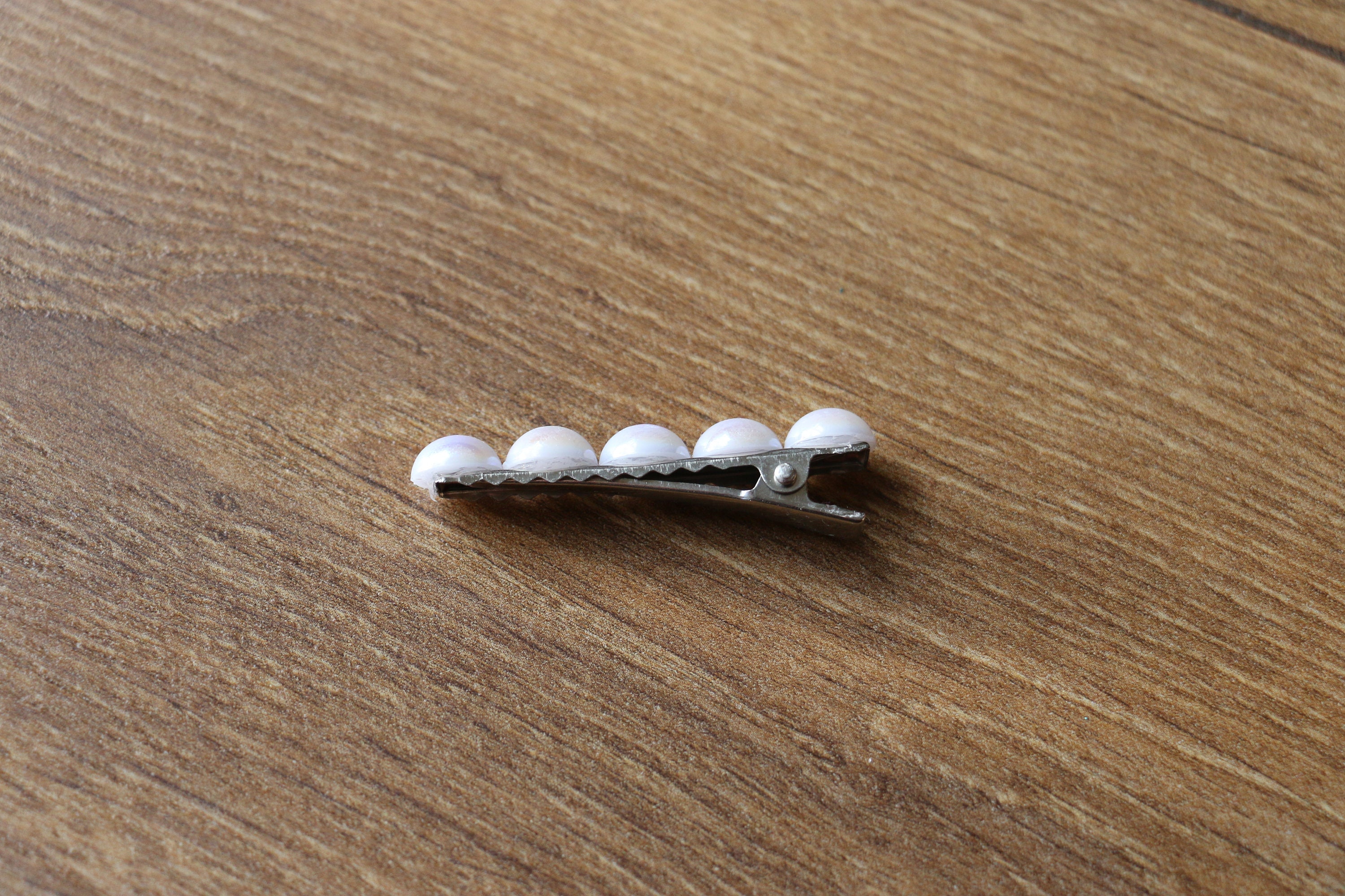 Handmade Classic Faux Pearl Silver Alligator Hair Clips Etsy
