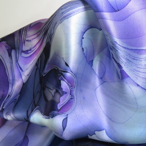 Violet 36 Square Scarf Silk for women, Gift for Wife, Thank You Gift, 3D Fractal Design image 6