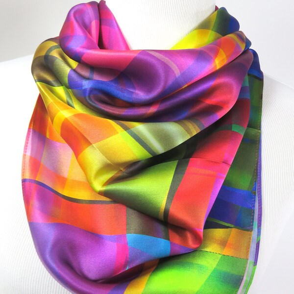 Silk Square Scarf With Lace Trim in Brown main image 1