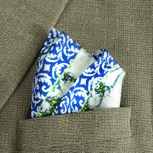 Mens Gifts Silk Pocket Square, 100% Silk handkerchief,  gift for man, &quot;Mediterranean&quot;