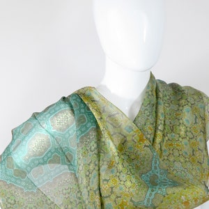 Long Silk Scarf, Sage Green Silk Scarf for Woman,  Unique Gifts for women,  Meditation shawl, zen, "Orient", mindfulness gift