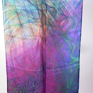 Ombre multicolor light silk scarf, unique gift for woman, Art scarf, silk chiffon shawl, fuschia purple, Summer Scarf for Woman, image 7