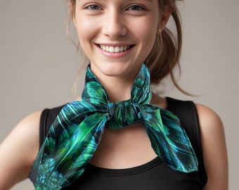 Emerald Green, 26" Silk Scarf, gift for her,  "Reaction"