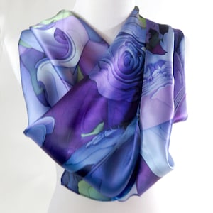 Violet 36 Square Scarf Silk for women, Gift for Wife, Thank You Gift, 3D Fractal Design image 4