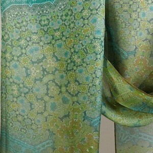 Silk Meditation Shawl, Long Silk Scarf Shawl, Unique Gifts for Women, Sage Green Silk wrap scarf, nice thank you gift, Orient, Christmas image 5