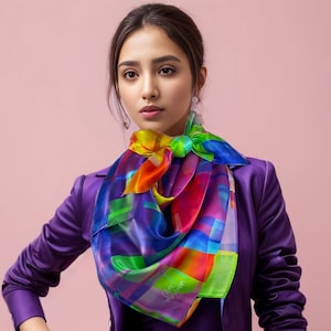 Silk Scarf, Unique Womens Scarf Silk, Bright color Scarf for woman, &quot;Incandescent&quot;