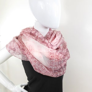 Pink and White Summer Shawl, Light Silk Scarves for Women, Birthday Gift for Girl, Sheer Silk Chiffon image 3