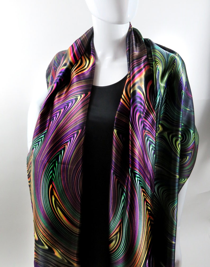 Psychedelic Festival Wrap, Reversible Poly-Satin Scarf, Scarf for Men image 3