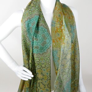 Silk Meditation Shawl, Long Silk Scarf Shawl, Unique Gifts for Women, Sage Green Silk wrap scarf, nice thank you gift, Orient, Christmas image 4