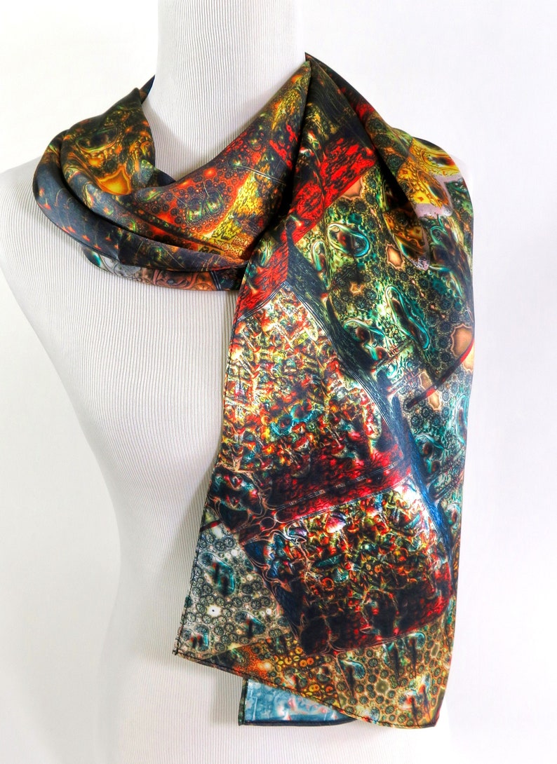 Silk Satin Scarf Festival Scarves for men 3D Fractal Red Etsy