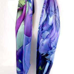 Violet 36 Square Scarf Silk for women, Gift for Wife, Thank You Gift, 3D Fractal Design image 5