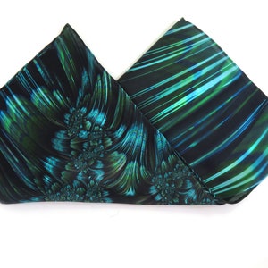 Green Pocket Square in pure silk, Reaction silk handkerchief, gift for husband, neckerchief image 5