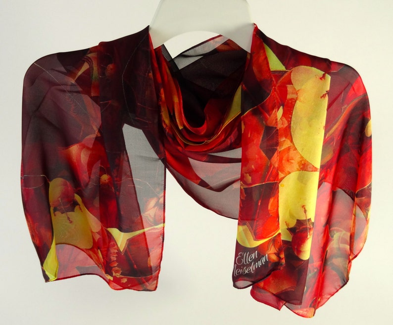 Red Scarf for Women Light Shawl Silk Chiffon Scarf 3D - Etsy