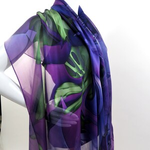 Summer Shawl for women in three colors on Silk Chiffon. Evening Wrap, Wedding Shawl, Birthday or thank you gift image 5