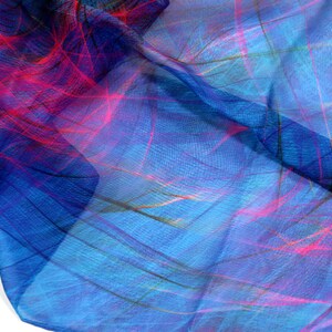 Ombre multicolor light silk scarf, unique gift for woman, Art scarf, silk chiffon shawl, fuschia purple, Summer Scarf for Woman, image 8