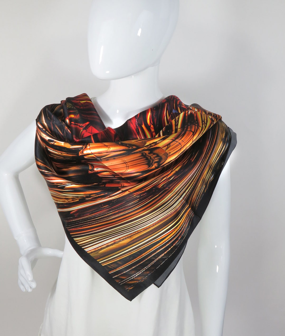 Silk Satin Scarf for Woman, Essex Double-sided 36 Square