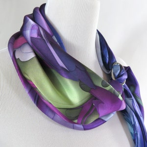 Violet 36 Square Scarf Silk for women, Gift for Wife, Thank You Gift, 3D Fractal Design image 7