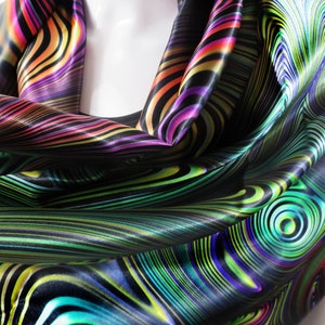 Psychedelic Festival Wrap, Reversible Poly-Satin Scarf, Scarf for Men image 4