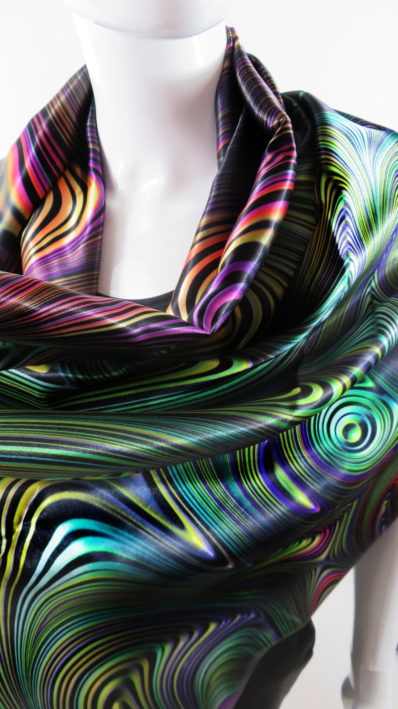 Psychedelic Festival Wrap, Reversible Poly-Satin Scarf, Scarf for Men image 4
