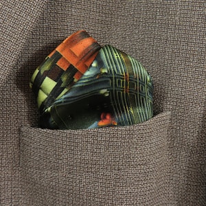 Silk Pocket Square, &quot;The Architecture of the Krell&quot; 3D Fractal, Gifts for Him, Science gifts
