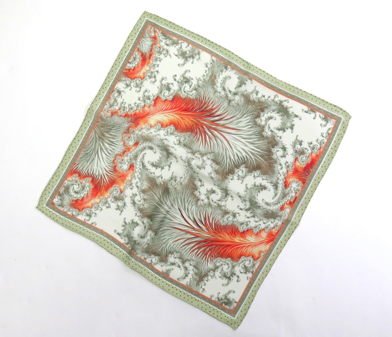 Mens Silk Pocket Square Husband gift Tail of the Phoenix Fractal Design Silk handkerchief Unique gifts for Men