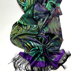 Psychedelic Festival Wrap, Reversible Poly-Satin Scarf, Scarf for Men image 5