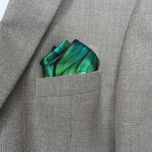 Bright Green Silk Pocket Square, &quot;Sherwood&quot;, Gift for Man