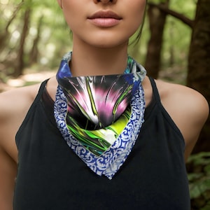 Pañuelo de seda mediterráneo: pañuelo de mano con diseño fractal