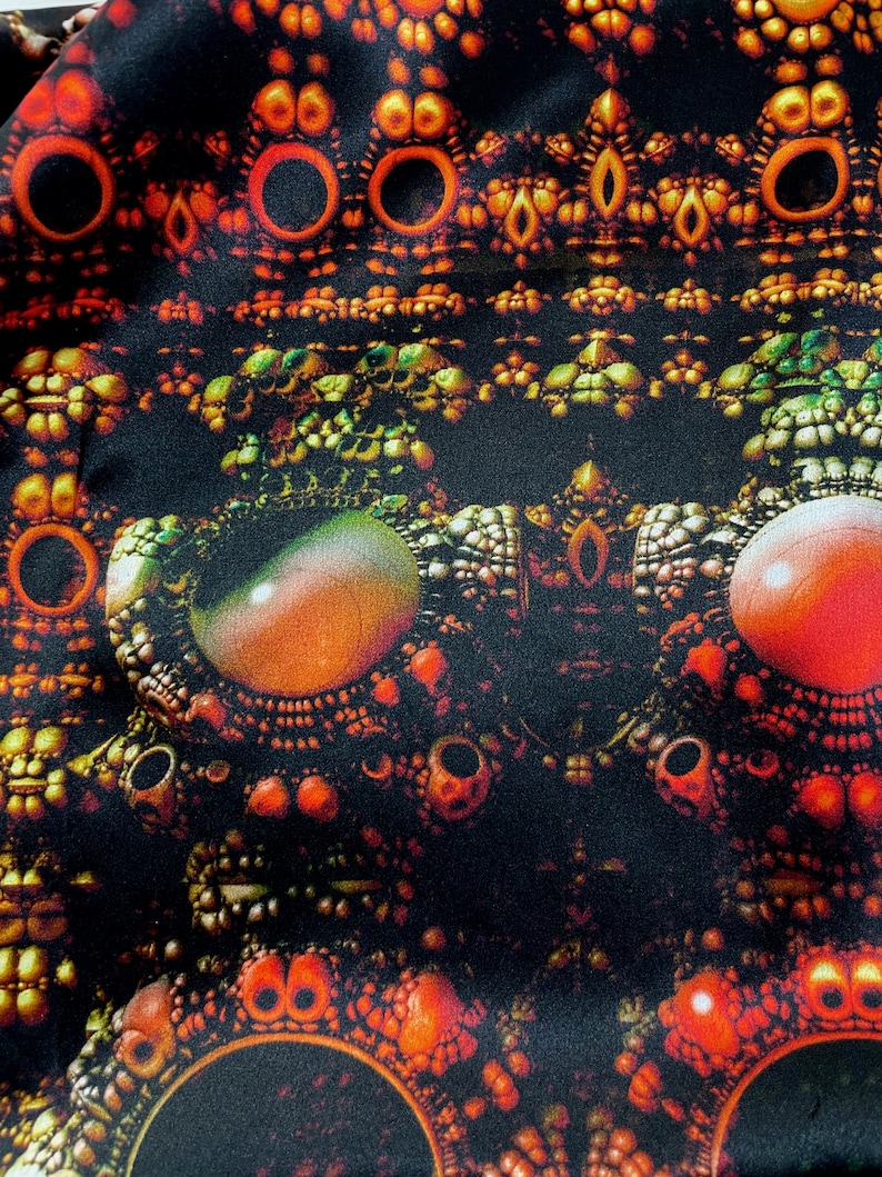 Zwarte zijden bandana: 3D fractal festivalsjaal, 26 inch zijden hoofddoek afbeelding 10