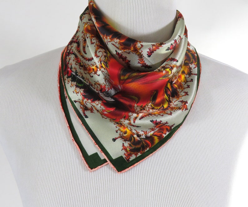 Small Square Scarf, Versailles 16 Silk Pocket Square, Neckerchief, purse scarf, retirement gift for woman image 9
