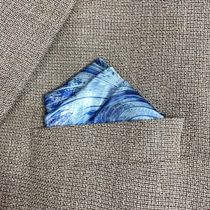 Mens Gifts Silk Pocket Square, 100% Silk handkerchief,  &quot;Ice Fractal&quot;