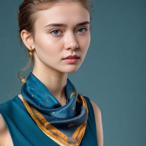 Small Dark Blue Silk Scarf, "Celestial Map II"