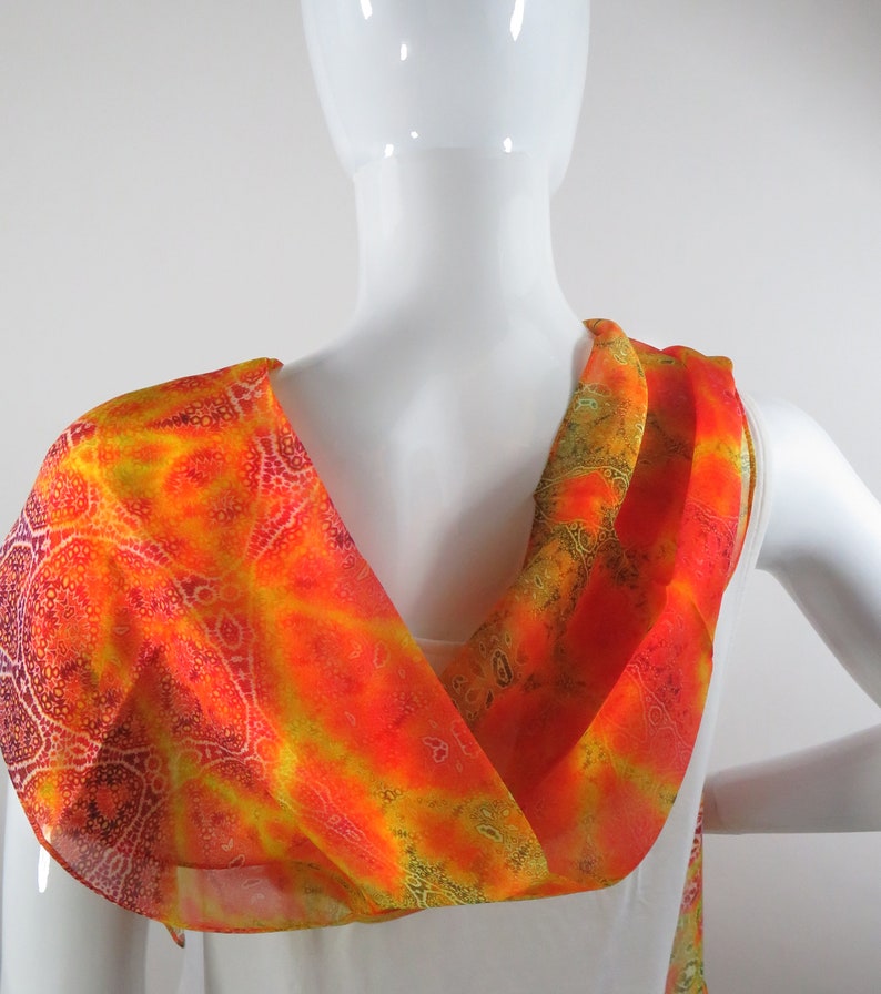 Sheer Yellow Orange Silk scarf Fractal Paisley Scarf womens Etsy