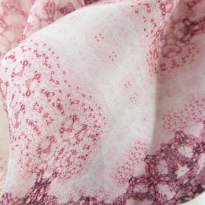 Pink and White Summer Shawl, Light Silk Scarves for Women, Birthday Gift for Girl, Sheer Silk Chiffon image 7