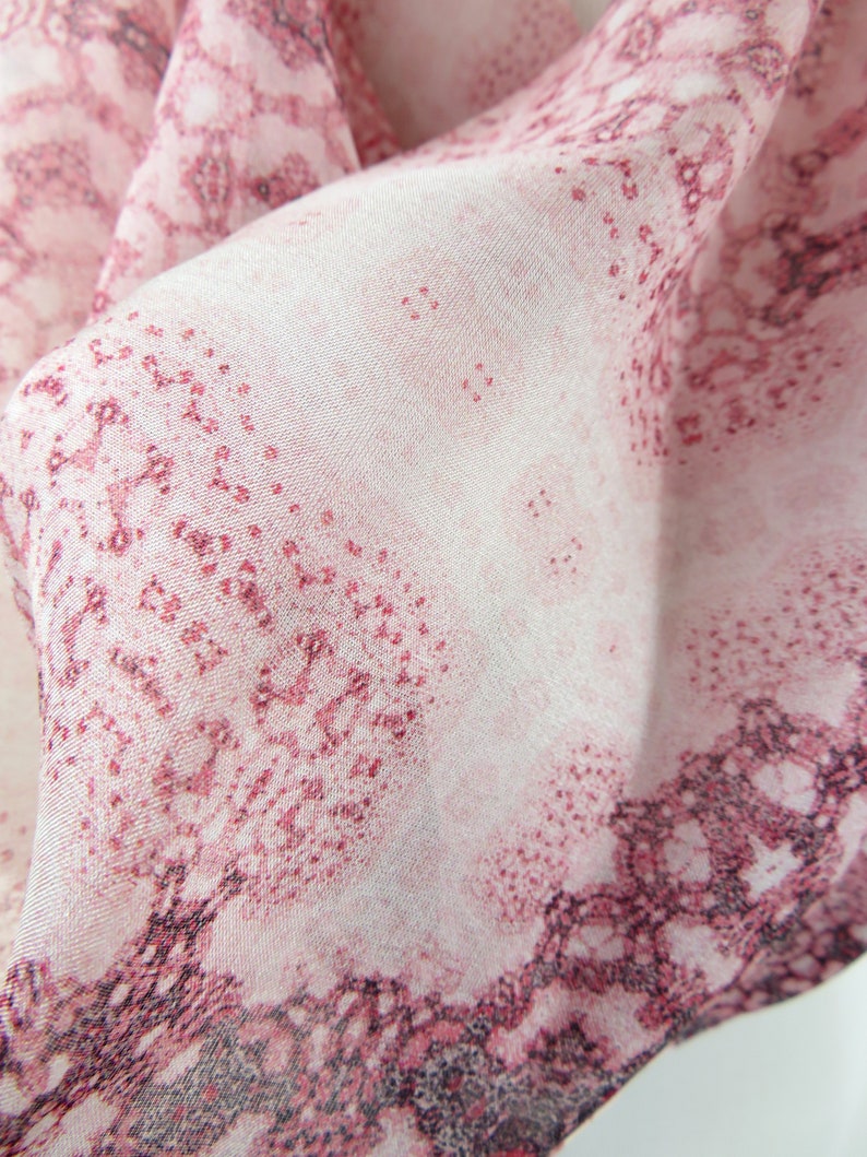 Pink and White Summer Shawl, Light Silk Scarves for Women, Birthday Gift for Girl, Sheer Silk Chiffon image 7