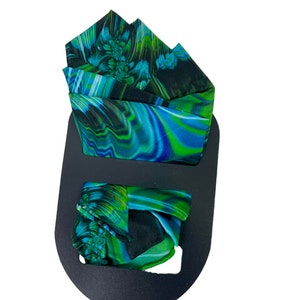 Green Pocket Square in pure silk, Reaction silk handkerchief, gift for husband, neckerchief image 8