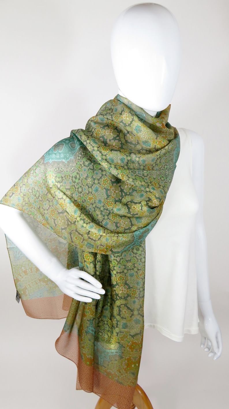 Long Silk Scarf Sage Green Silk Scarf for Woman Unique Gifts Etsy