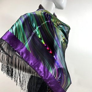 Psychedelic Festival Wrap, Reversible Poly-Satin Scarf, Scarf for Men image 7