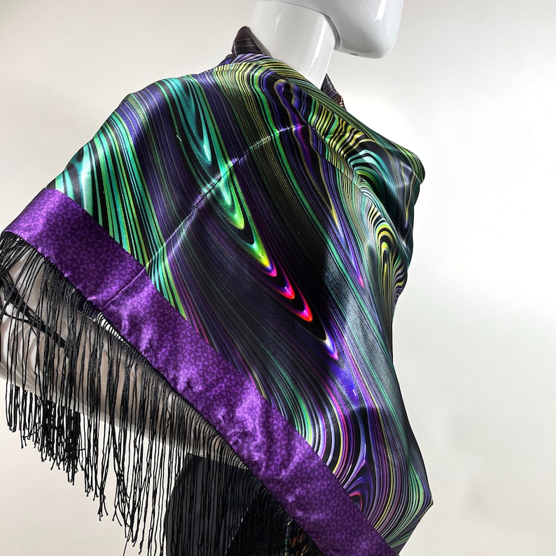 Psychedelic Festival Wrap, Reversible Poly-Satin Scarf, Scarf for Men image 7