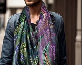 Reversible Psychedelic Scarf: Festival Poly-Satin Wrap