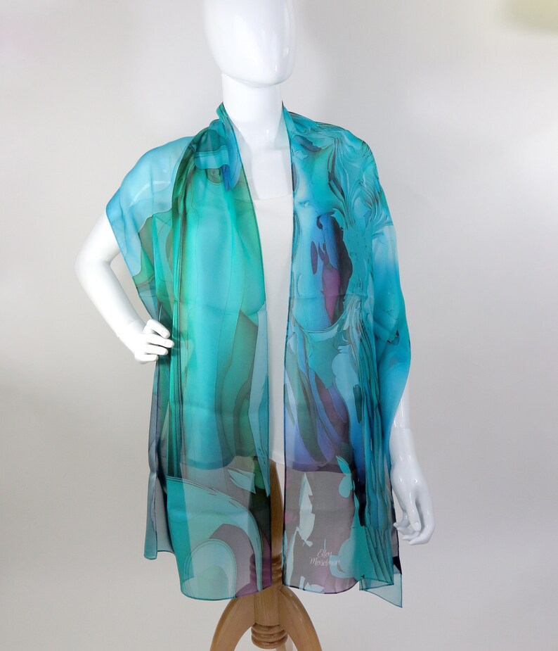 Sheer Blue Silk Scarf Scarves for women lightweight shawl | Etsy