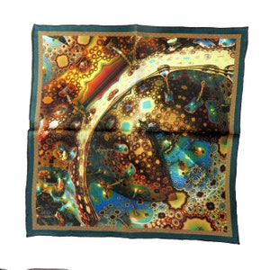 Small Silk Scarf, Dyson Sphere, 3D Fractal Square Neckerchief, science gifts for her, purse scarf image 5