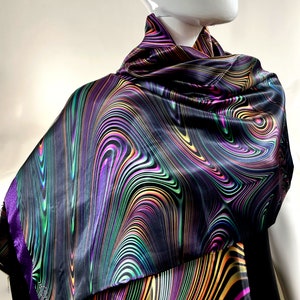 Psychedelic Festival Wrap, Reversible Poly-Satin Scarf, Scarf for Men image 6