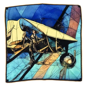 Silk Pocket Square, "Wings over the World" Design, Gifts for Men, Science gifts