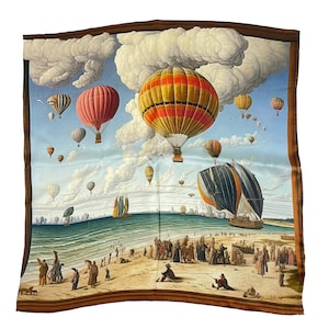 Small Neckerchief Silk Scarf, &quot;Bruegel does South Beach&quot;