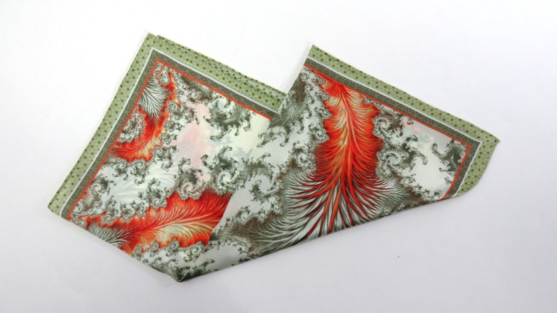 Mens Silk Pocket Square Husband gift Tail of the Phoenix Fractal Design Silk handkerchief Unique gifts for Men