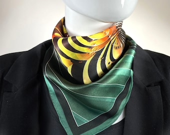 Small Silk Scarf, "Vivia", 3D Fractal" Square Neckerchief, science gifts for her, purse scarf