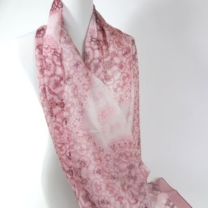 Pink and White Summer Shawl, Light Silk Scarves for Women, Birthday Gift for Girl, Sheer Silk Chiffon image 4