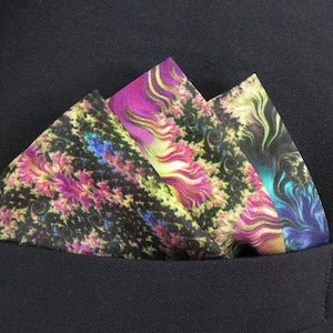 Mens Gifts, Silk Pocket Square in Purple Blue Gold, silk handkerchief,  gift for husband, turquoise, neckerchief, &quot;Revel&quot;
