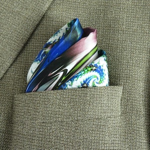 Mens Gifts Silk Pocket Square, 100% Silk handkerchief,  gift for man, &quot;Mediterranean&quot;